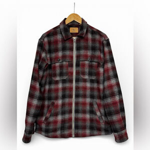 Western Plaid Flannel Shacket Zip Front Workwear Jacket | Red Head Ranch